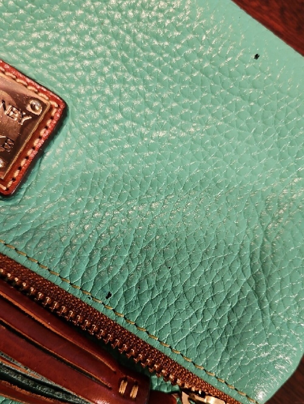 Dooney & Bourke Turquoise Leather Crossbody with Tassel - Picture 8 of 8